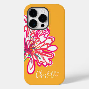 Coque Pour iPhone 14 Pro Fleur colorée artistique Nom Customisé