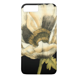 Coques Pour iPhone Fleur crème de pavot sur l'arrière - plan noir