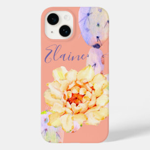 Coque Pour iPhone 14 Fleur de cactus fleur désert aquarelle pêche viole