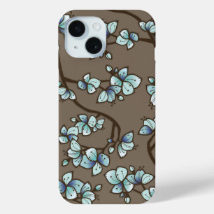 Coque Pour iPhone 15 Fleur de cerise de Pêche Bleu Élégant Sakura Flora