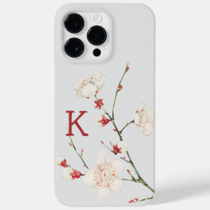 Coque Pour Pour iPhone 14 Pro Max Fleur de cerisier botanique monogramme lettre   