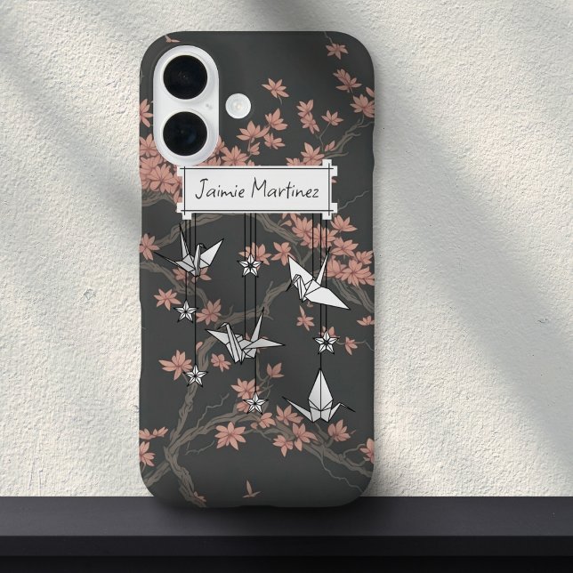 Coques Case-Mate iPhone Fleur de cerisier de grue d'Origami japonaise (Créateur téléchargé)