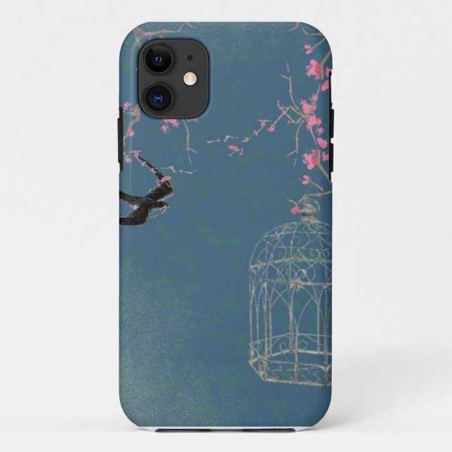 Coques Case-Mate iPhone Fleur de cerisier et cage à oiseaux (Dos)