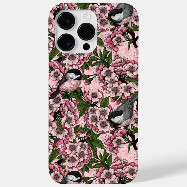 Coques Case-Mate iPhone Fleur de cerisiers et poulets roses (Verso)
