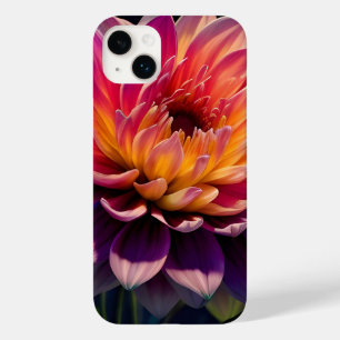 Coque Pour iPhone 14 Plus Fleur de dahlia rose et orange chaud