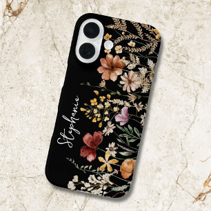 Coque Pour iPhone 16 Fleur de fleur sauvage aquarelle monogrammée Joli 