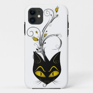 Etui iPhone Case-Mate fleur de jaune de chat noir de cas de l'iPhone 5