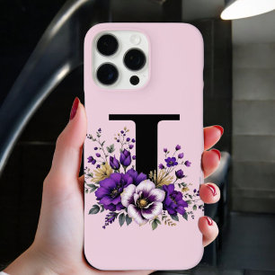 Coques iPhone 16 Pro Max Fleur de lavande : Monogrammé Initial 'I'