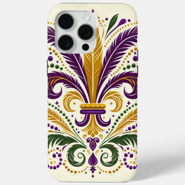 Coques Case-Mate iPhone Fleur de lis jaune et vert violet (Verso)