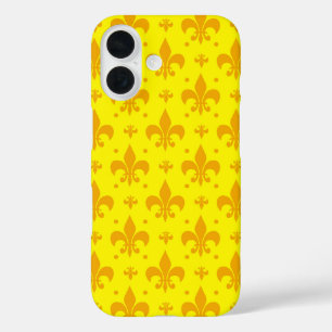 Coque Pour iPhone 16 Fleur de lis Motif jaune