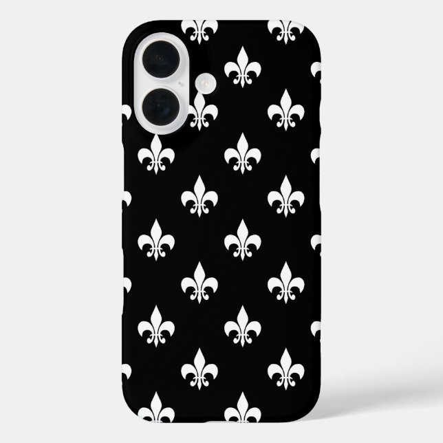 Coques Case-Mate iPhone Fleur de Lis Motif noir et blanc (Verso)