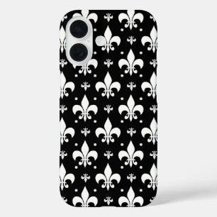 Coque Pour iPhone 16 Fleur de lis noir design Motif