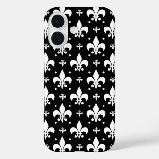 Coque Pour iPhone 16 Fleur de lis noir design Motif