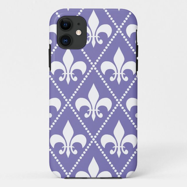 Coques Case-Mate iPhone Fleur de Lis violet brillant (Dos)