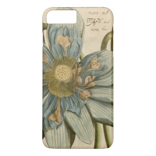 Coque iPhone 7 Plus Fleur de Lotus Bleu sur Arrière - plan Tan avec éc