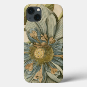 Coques Pour iPhone Fleur de Lotus bleu sur l'arrière - plan bronzage