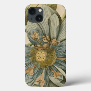 iPhone 13 Coque Fleur de Lotus bleu sur l'arrière - plan bronzage