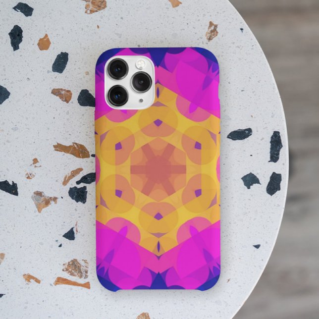 Coques Case-Mate iPhone Fleur de Mandala jaune rose et bleu (Créateur téléchargé)