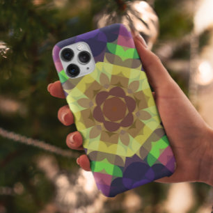 Case-Mate iPhone Case Fleur de Mandala jaune vert et bleu