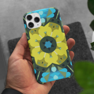 Case-Mate iPhone Case Fleur de Mandala rétro jaune et bleu