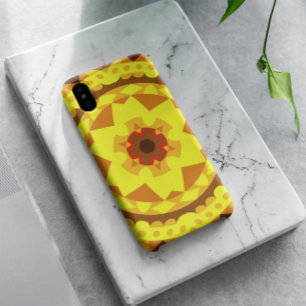 Case-Mate iPhone Case Fleur de Mandala rétro jaune et orange