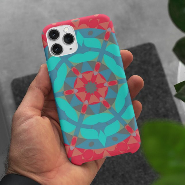 Coques Case-Mate iPhone Fleur de Mandala rouge et bleu (Créateur téléchargé)