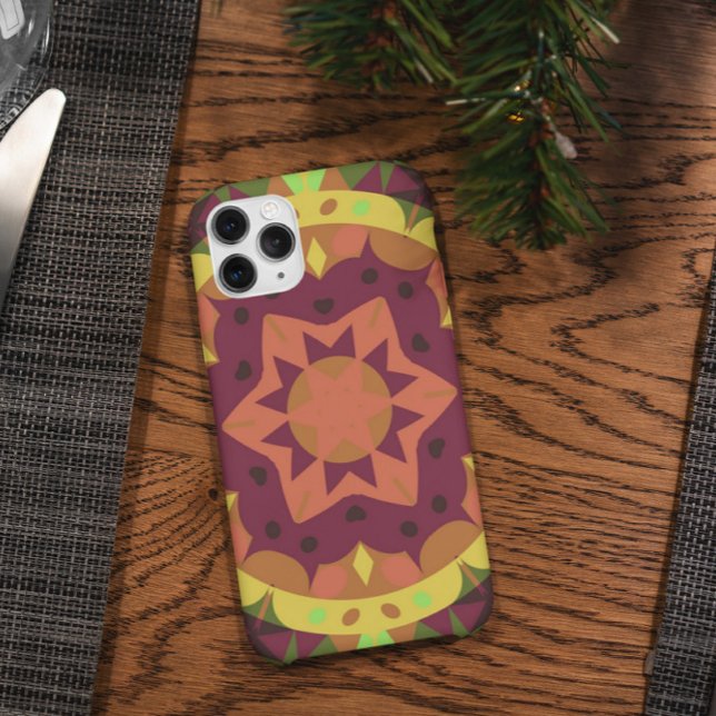 Coques Case-Mate iPhone Fleur de Mandala rouge orange et vert (Créateur téléchargé)