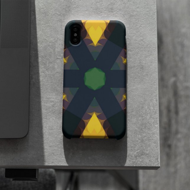 Coques Case-Mate iPhone Fleur de Mandala vert jaune et bleu (Créateur téléchargé)