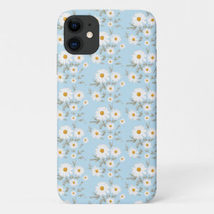 Case-Mate iPhone Case Fleur de marguerite blanche (arrière - plan bleu 