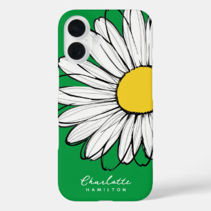 Coque Pour iPhone 16 Fleur de marguerite Nom personnalisé
