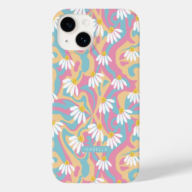 Coques Case-Mate iPhone Fleur de marguerite psychédélique super Nom person (Verso)