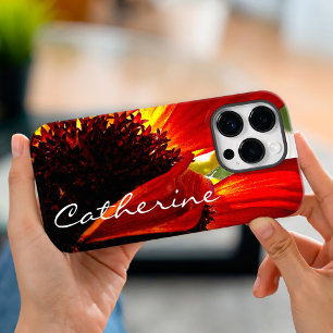 Coques iPhone 16 Pro Fleur de marguerite rouge photo nom personnalisé s