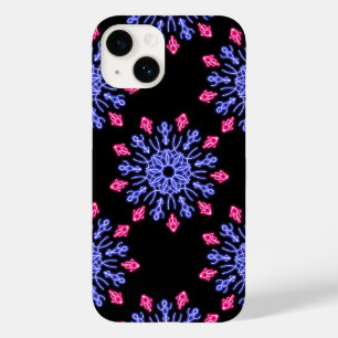 Coque Pour iPhone 14 Fleur de néon bleu et rouge