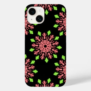 Coque Pour iPhone 14 Fleur de néon rouge et vert