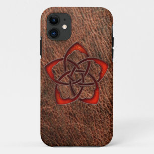 Coque Case-Mate Pour iPhone Fleur de noeud céleste orange en cuir véritable