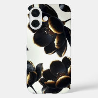 Fleur de Noir et Or Greige Élégant Sombre Humeur