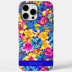 Coques iPhone 16 Pro Max Fleur de palmier tropicale hawaïenne colorée