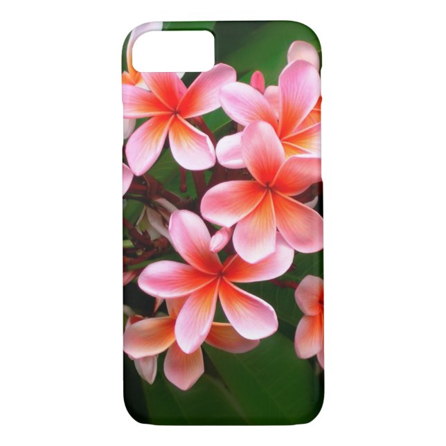 Coques Case-Mate iPhone Fleur de Plumeria vert rose tropical Photo florale (Dos)