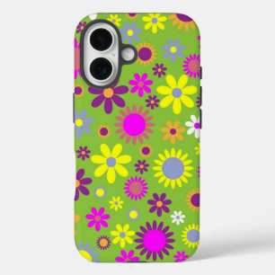 Coque Pour iPhone 16 Fleur de pouvoir vert brillant