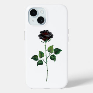 Coque Pour iPhone 15 Fleur de rose noire