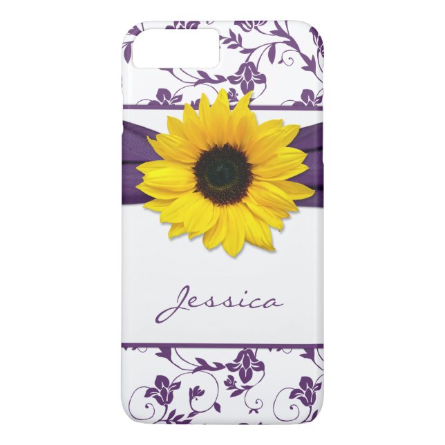 Coques Case-Mate iPhone Fleur de soleil jaune violet (Dos)