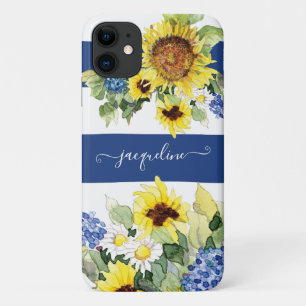Case-Mate iPhone Case Fleur de tournesol couleur bleu floral en blanc ra