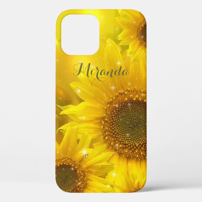 Coques Case-Mate iPhone Fleur de tournesol Jaune Floral Personnalisé (Verso)