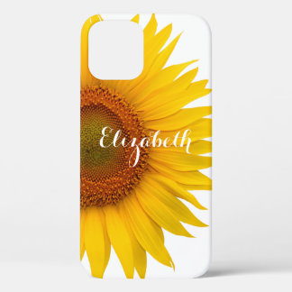 Coque iPhone 12 Fleur de tournesol Jaune Floral Personnalisé