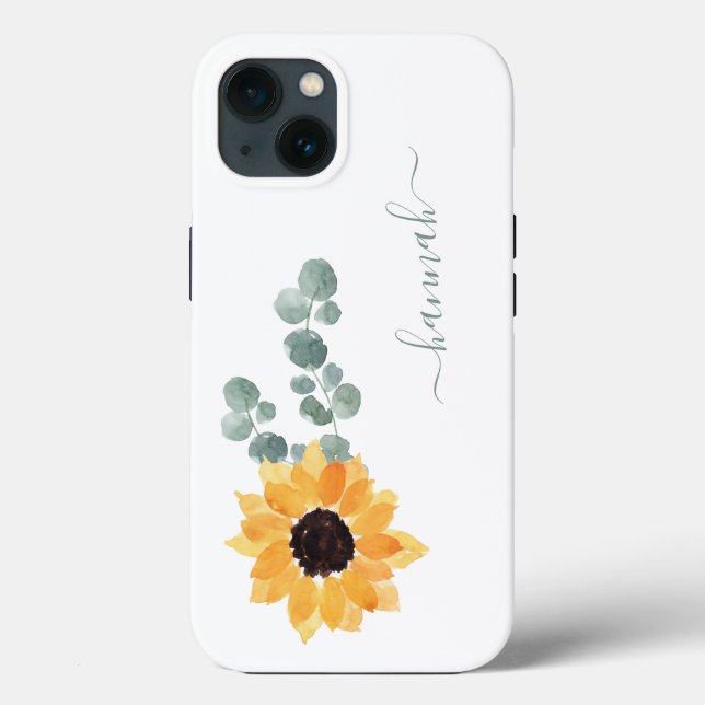 Coques Case-Mate iPhone Fleur de tournesol Nom personnalisé Coque-Mate iPh (Verso)