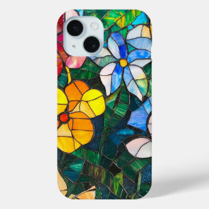 Coque Pour iPhone 15 Fleur de verre coloré Design floral coloré