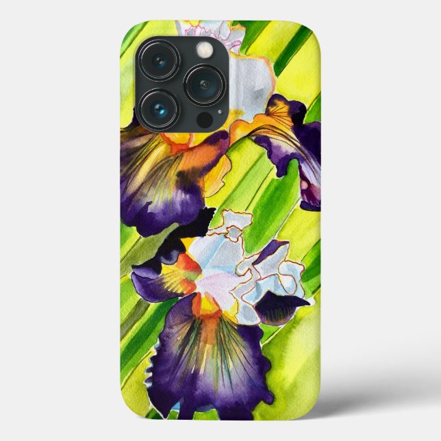 Coques Case-Mate iPhone Fleur d'iris floral aquarelle (Verso)