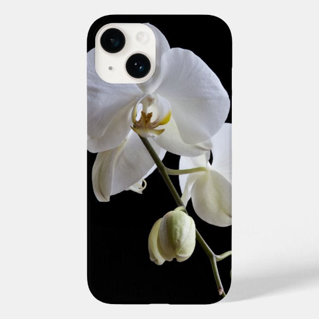 Coques Case-Mate iPhone Fleur d'orchidée blanche en noir (Verso)