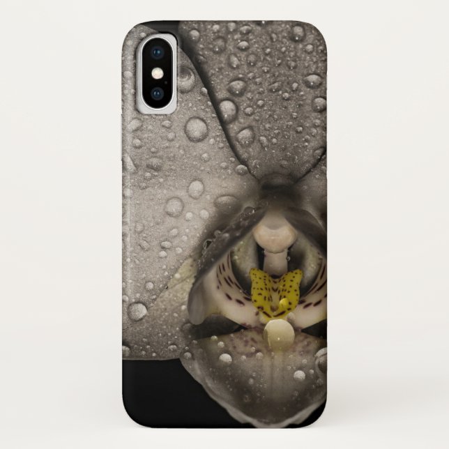 Coques Case-Mate iPhone Fleur d'orchidée gris noir élégant (Dos)