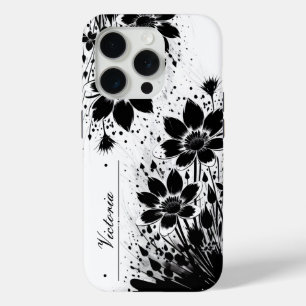 Coque iPhone 15 Pro Fleur éclatée d'encre